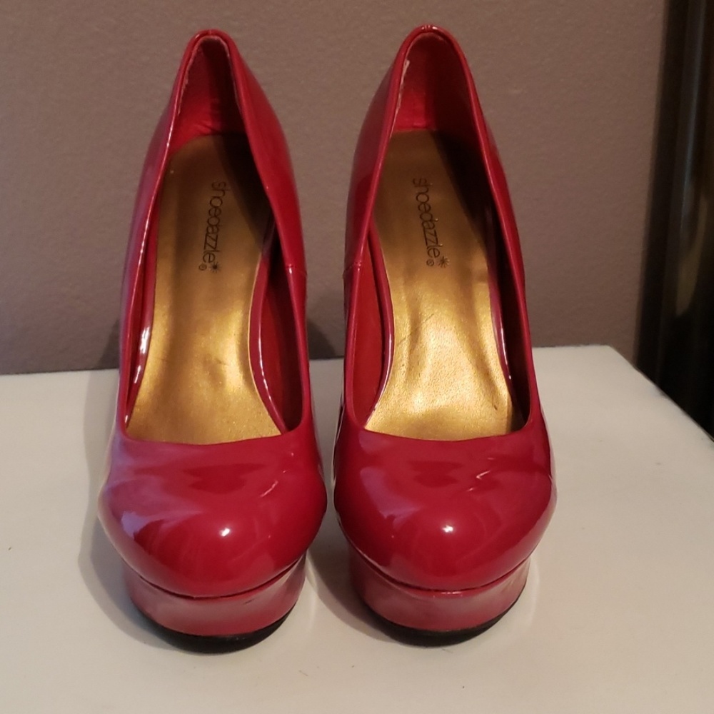 Red patent leather heels